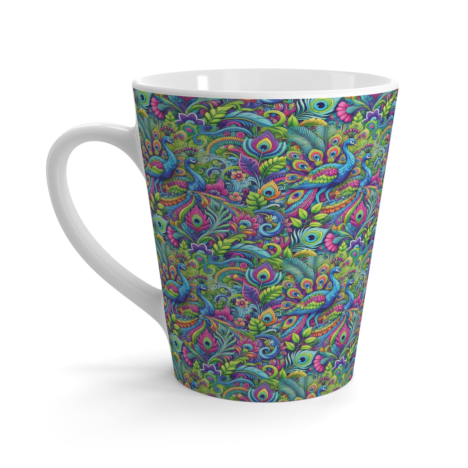 Latte White Mug - Peacock Prism, Nano