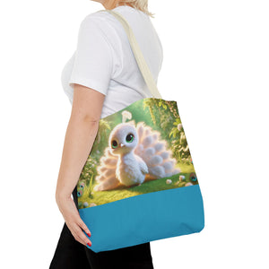 Baby White Peacock Trio Tote Bag - 3 Sizes