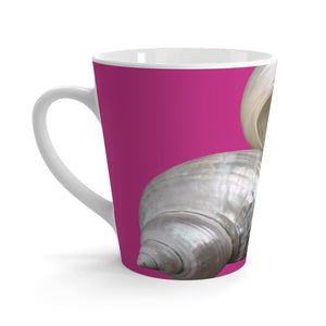 Latte White Mug - Perfect for Coffee Enthusiasts / Lustrous Seashell Trio, Dark Pink