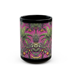Black Coffee Mug - Tropical Fruit, Pink