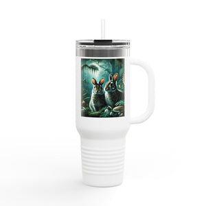Insulated Travel Mug, 40oz / Sumatran Rabbits/Tundra - Perfect for Outdoor Adventures