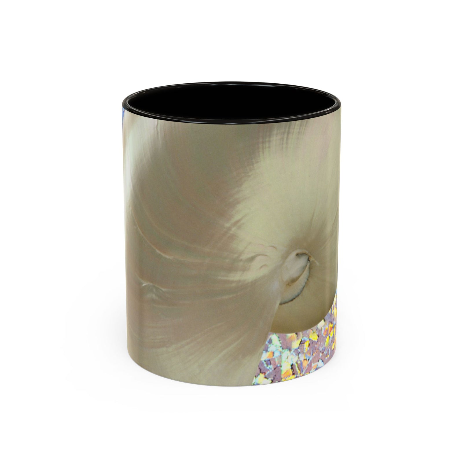 Colorful Mugs (11oz, 15oz), Disco White Nautilus Macro