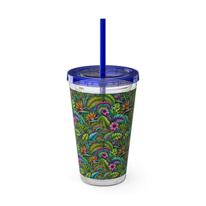 Tropical Tumbler with Straw | 16 oz.: Rainforest Blooms