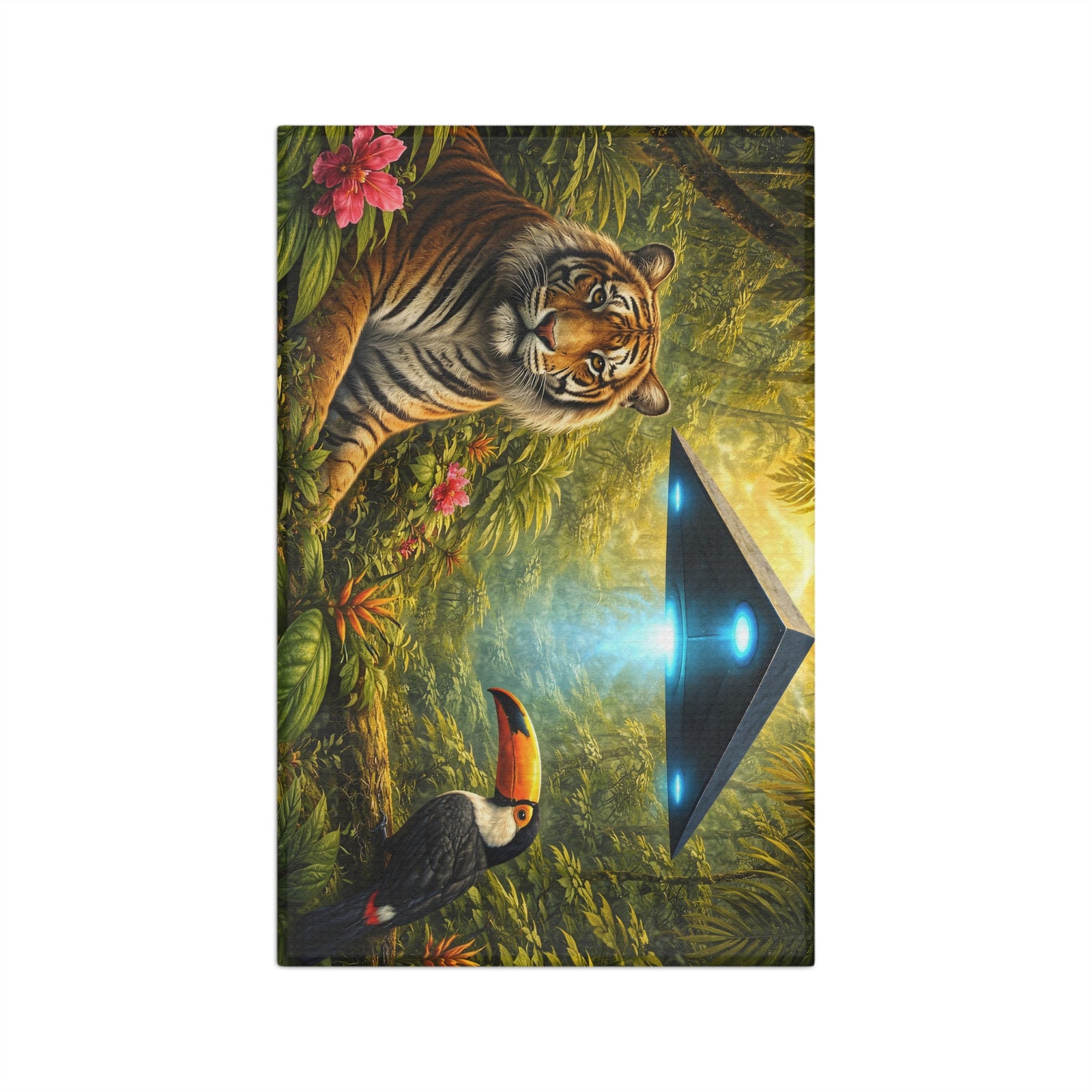 Microfiber Coffee/Tea Towel — Tiger, Toucan & UFO