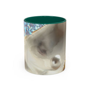 Colorful Mugs (11oz, 15oz), Disco White Pearl Oyster Macro