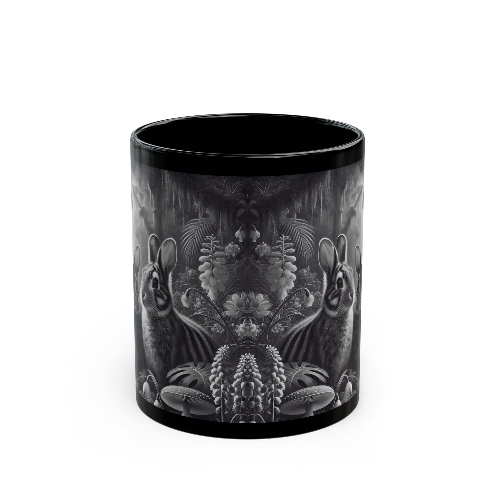 Black Coffee Mug - Tropical Sumatran Rabbits/Slate