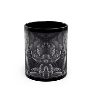 Black Coffee Mug - Tropical Sumatran Rabbits/Slate