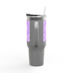 Insulated Travel Mug - 40oz - Perfect for Outdoor Adventures / Pearl Lady Toile/Amethyst