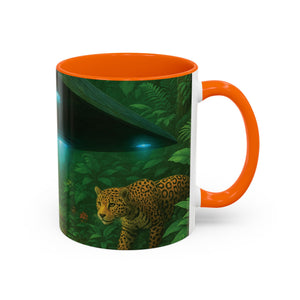 Accent Coffee Mug (11, 15oz), 8 Colors - UFO and Jaguars