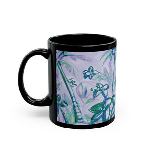 Black Coffee Mug - Tropical Doodles, Lilac