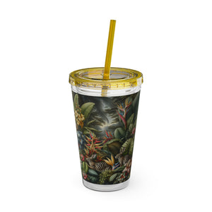 Tropical Tumbler with Straw | 16 oz: Rainforest Rabbit Outing