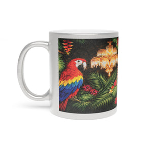 Hollywood Regency Parrot Metallic Mug — Silver/Gold Shimmer