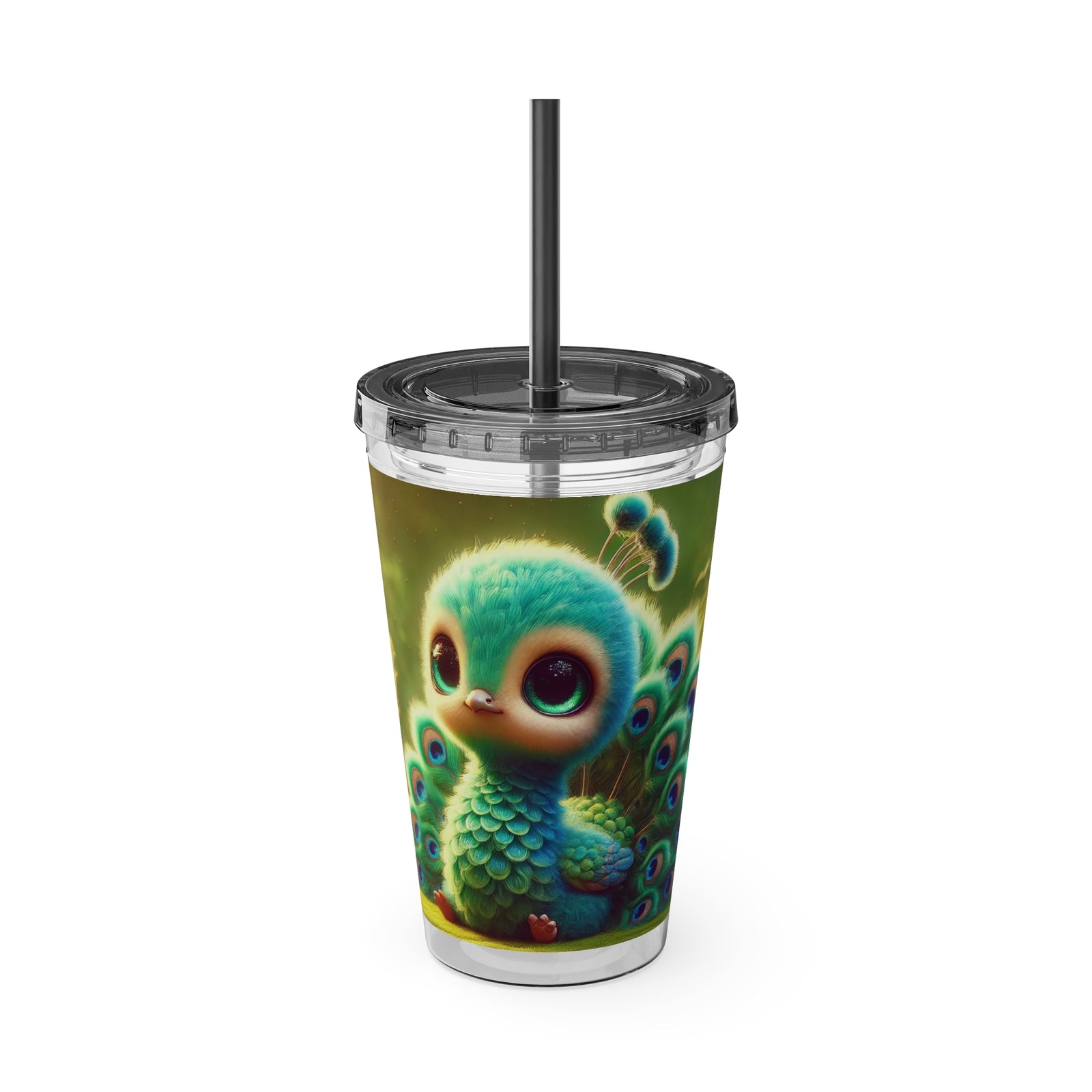 Tropical Tumbler with Straw | 16 oz: Baby Peacock