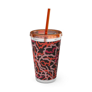 Tropical Tumbler with Straw | 16 oz: Coral Threads, Red
