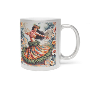 Tropical Metallic Mug, Gold or Silver - Hawaiian Dancer