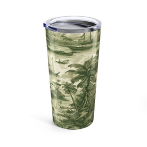 20oz Tropical Glossy Tumbler / Tropical Toile, Green