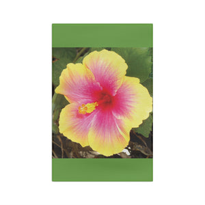 Tropical Microfiber Coffee/Tea Towel – Yellow & Pink Hibiscus, Green