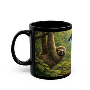 Black Coffee Mug - UFO & Sloth