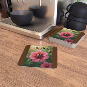 Tropical Cardboard Coaster Set — Coffee Bean Flower (50 or 100 pcs)
