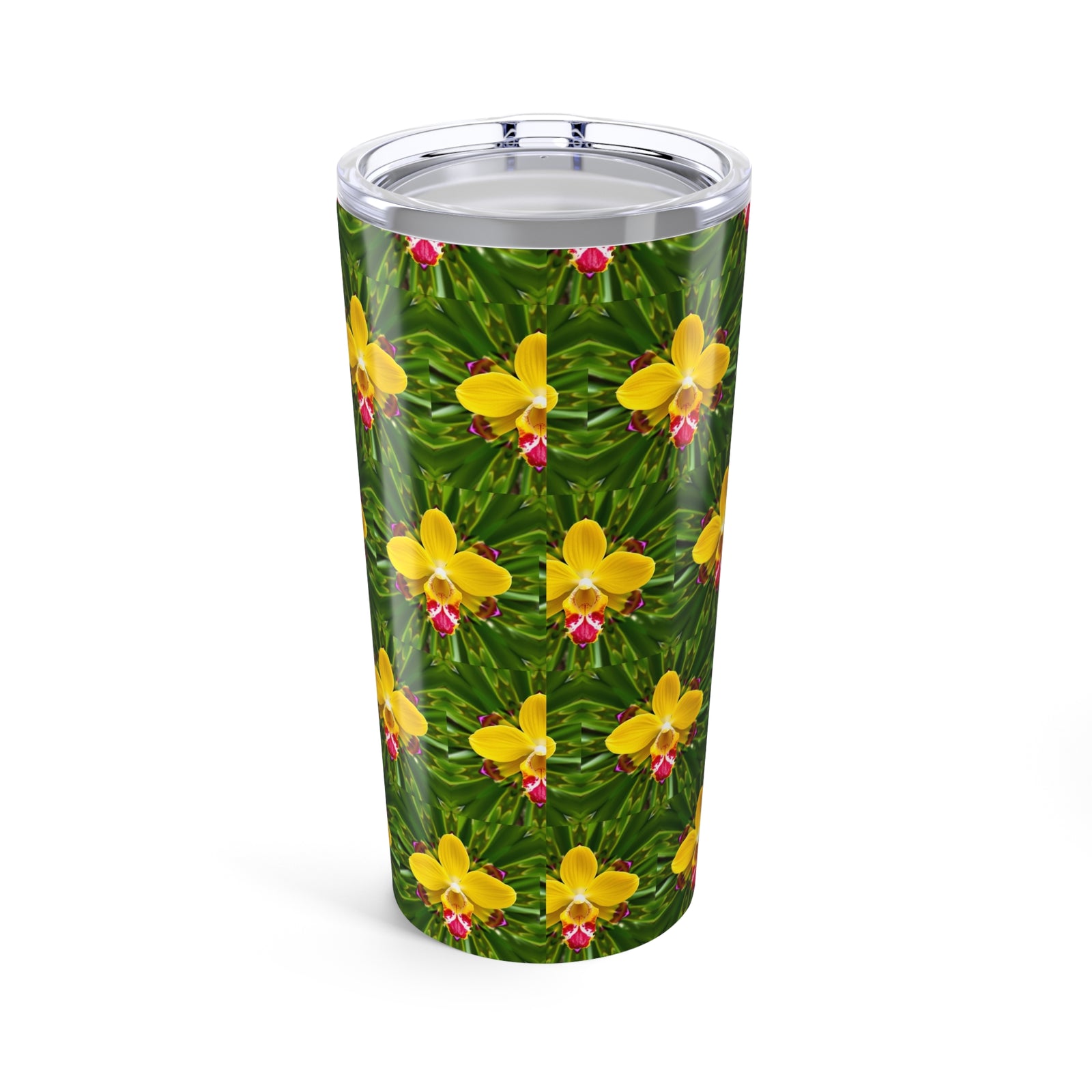 20oz Tropical Glossy Tumbler / Yellow Orchid Kaleidoscope