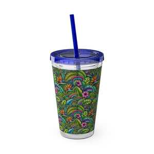Tropical Tumbler with Straw | 16 oz.: Rainforest Blooms