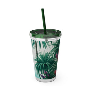 Tropical Tumbler with Straw | 16 oz: Tiny Palm Island