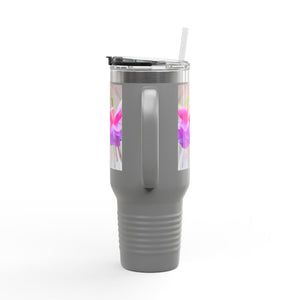 Insulated Travel Mug, 40oz / Floral Two Fuchsias, Gothic - Perfect for Outdoor Adventures