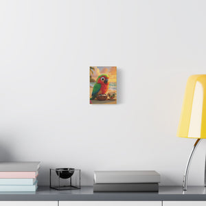 Tropical Beach Canvas - Tiki the Parrot Sunrise Wall Art, Yellow