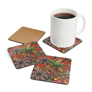 Coaster Set/4 - Tropical Fruit, Red