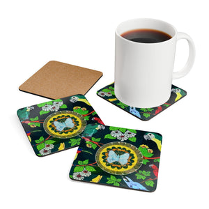 Coaster Set/4 - Parrots & Butterfly/Real Wings