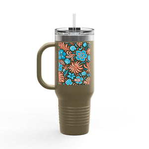 Insulated Travel Mug, 40oz / Beach Dreams, Coral Blues
