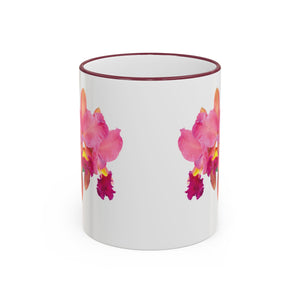 Accent Rim & Handle Mug – Pink Orchids