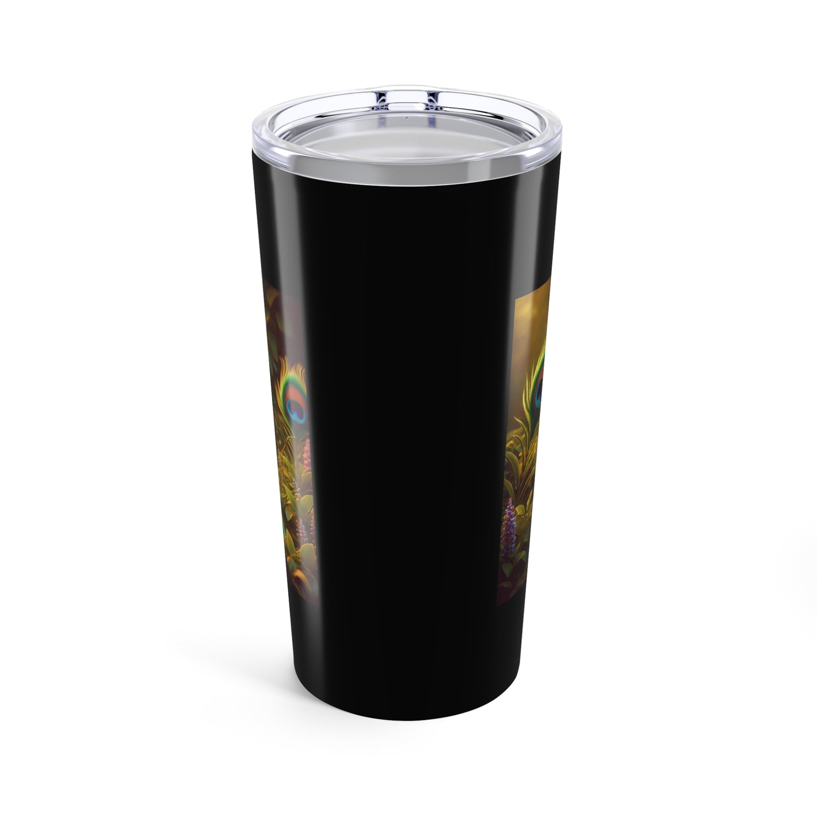 20oz Tropical Glossy Tumbler, Stainless Steel / Baby Peacock Black