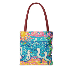 Tropical Beach Seagulls Tote Bag - 3 Sizes