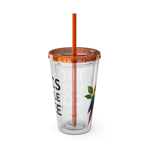 Tropical Tumbler with Straw | 16oz: Tropics Lifestyle Coffee Parrot Logo