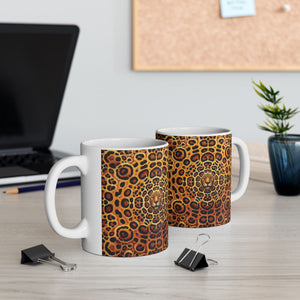 White Ceramic Mug — Bold Leopard Hiidden Pattern Coffee Cup (11oz & 15oz)