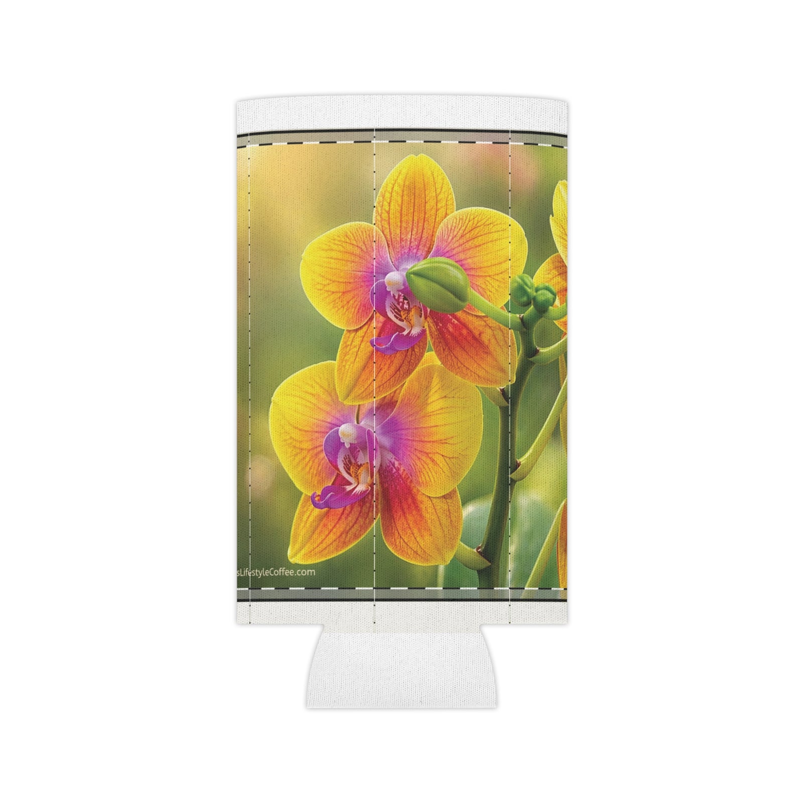 Orchid Bloom Can Cooler — Floral Insulated Beer Koozie