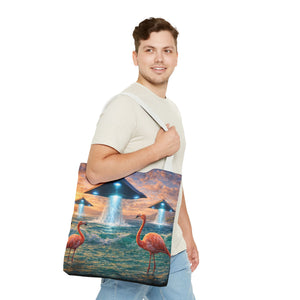 UFO and Flamingos Tote Bag - 3 Sizes