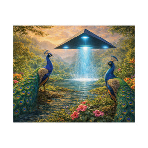 Sci‑Fi Wall Art/Poster ~ UFO and Peacocks