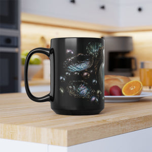 Black Pearl Ocean Mug – Iridescent Oyster Coffee Cup (11oz, 15oz)