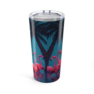 20oz Tropical Glossy Tumbler, Stainless Steel / Moonlit Mermaid and Flamingos