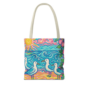 Tropical Beach Seagulls Tote Bag - 3 Sizes