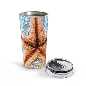 20oz Tumbler ~ Disco Starfish Glitter Insulated Travel Mug