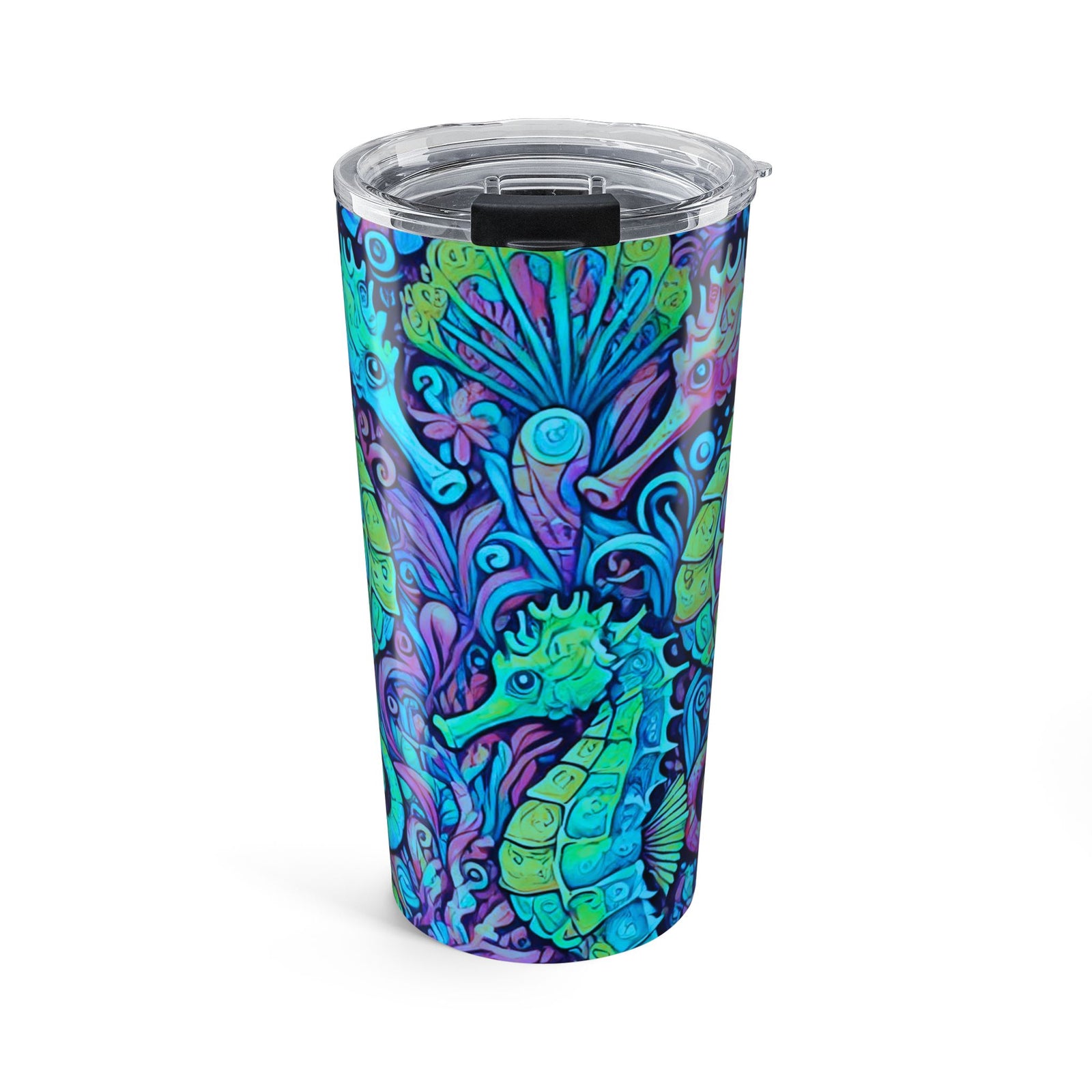 20oz Tumbler — Seahorse Trio Insulated Travel Cup, Turquoise Pop