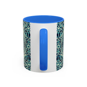 Accent Color Coffee Mug, Many Colors - 11oz & 15oz / Twisted Aqua Octopus