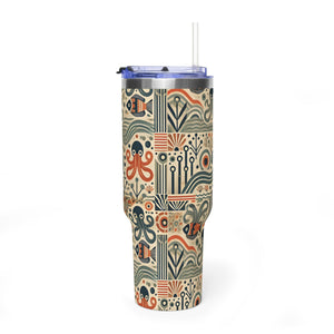 40oz Tumbler Art Deco Octopus Pattern Thermal