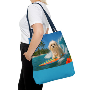 Puppy Ariel the Dog Surfer Tote Bag - 3 Sizes