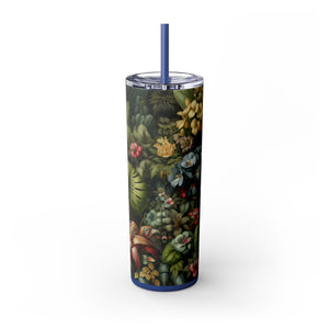 Rainforest Rabbit Outing - Skinny Matte Tumbler 20oz with Straw - Stainless Steel, 7 Colors