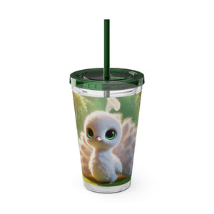 Tropical Tumbler with Straw | 16 oz: Baby White Peacock