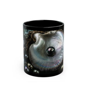 Black Pearl Ocean Mug – Iridescent Oyster Coffee Cup (11oz, 15oz)